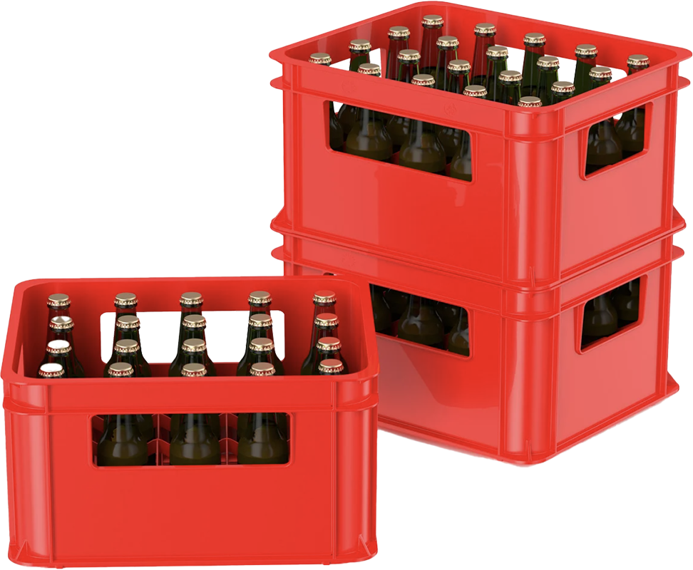 bottles in a red crate