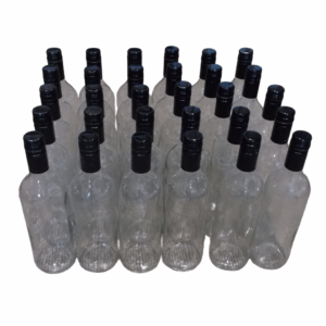 30 clear glass wine bottles with tops - Bordeaux style