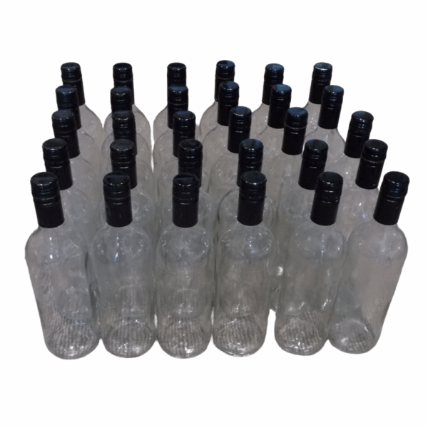 30 clear glass wine bottles with tops - Bordeaux style