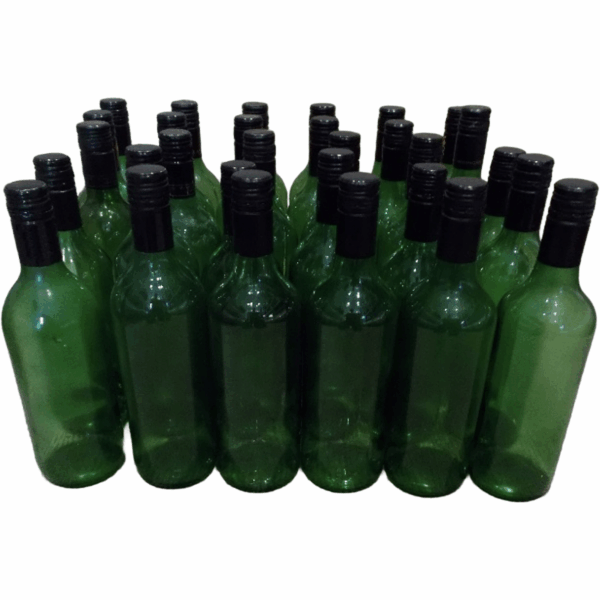 30 green glass wine bottles with tops - Bordeaux style